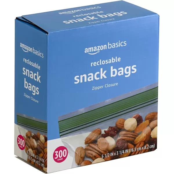 Amazon Basics Snack Storage Bags 300 Count Previously SolimoClear Pack of 1