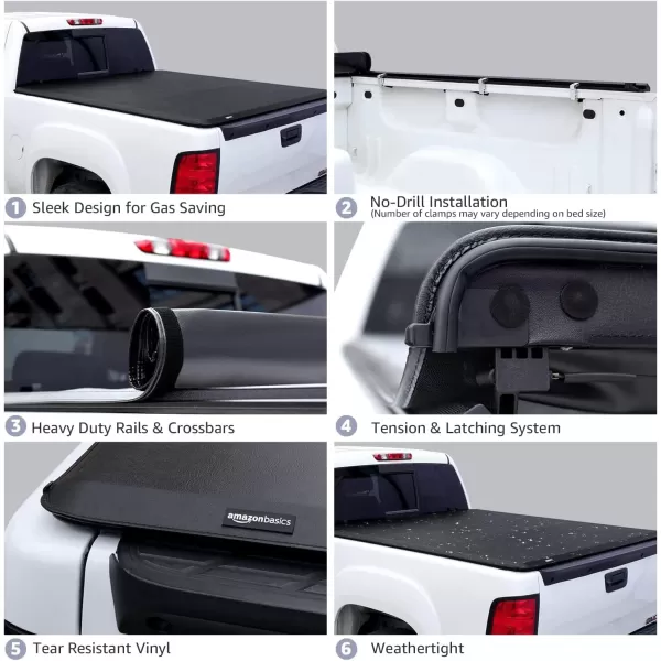 Amazon Basics Soft Roll Up Tonneau Cover for 20142019 Chevy Silverado GMC Sierra 1500 20152018 Silverado Sierra 2500 3500 HD Fleetside Bed Length 65Bed Length 58