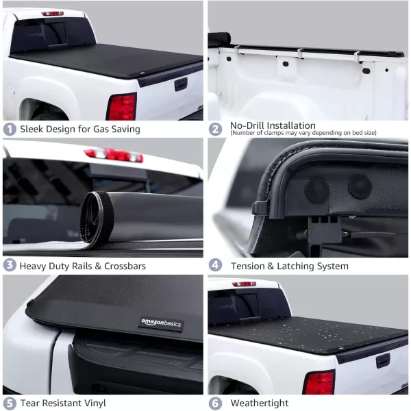 Amazon Basics Soft Roll Up Tonneau Cover for 20142019 Chevy Silverado GMC Sierra 1500 20152018 Silverado Sierra 2500 3500 HD Fleetside Bed Length 65Bed Length 65