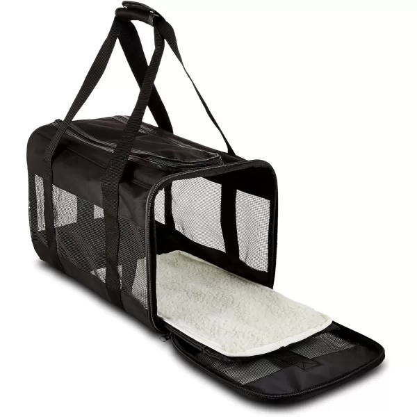 Amazon Basics SoftSided Mesh Pet Travel Carrier for Cat Dog Large Black165L x 94W x 98H Without Wheels