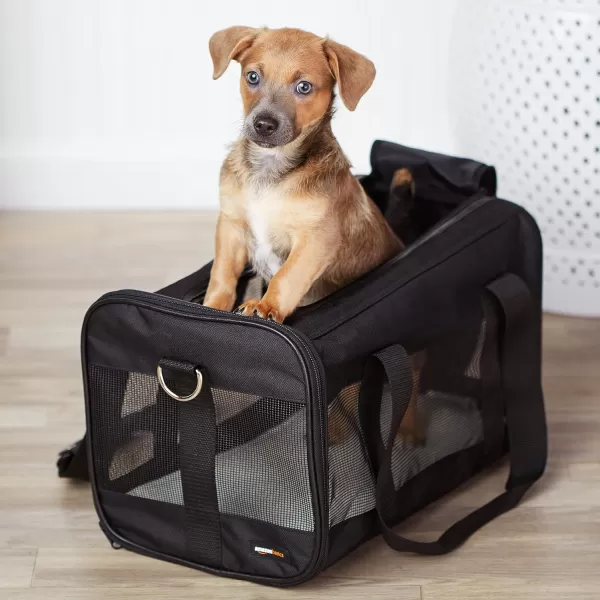 Amazon Basics SoftSided Mesh Pet Travel Carrier for Cat Dog Large Black165L x 94W x 98H Without Wheels