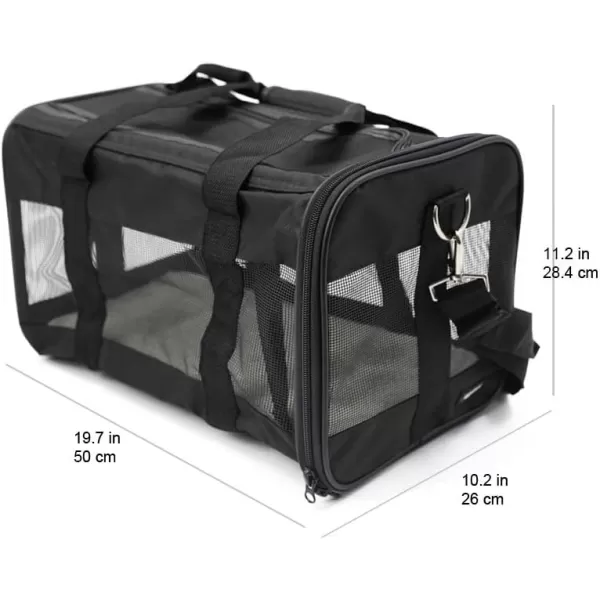 Amazon Basics SoftSided Mesh Pet Travel Carrier for Cat Dog Large BlackLarge Without Wheels