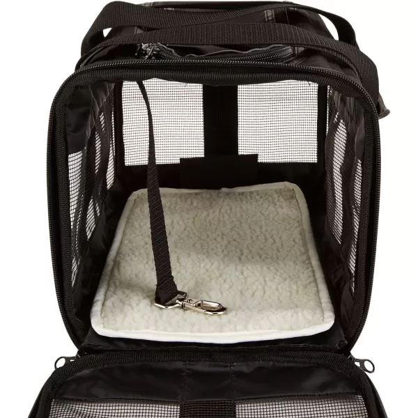 Amazon Basics SoftSided Mesh Pet Travel Carrier for Cat Dog Large BlackSmall Without Wheels