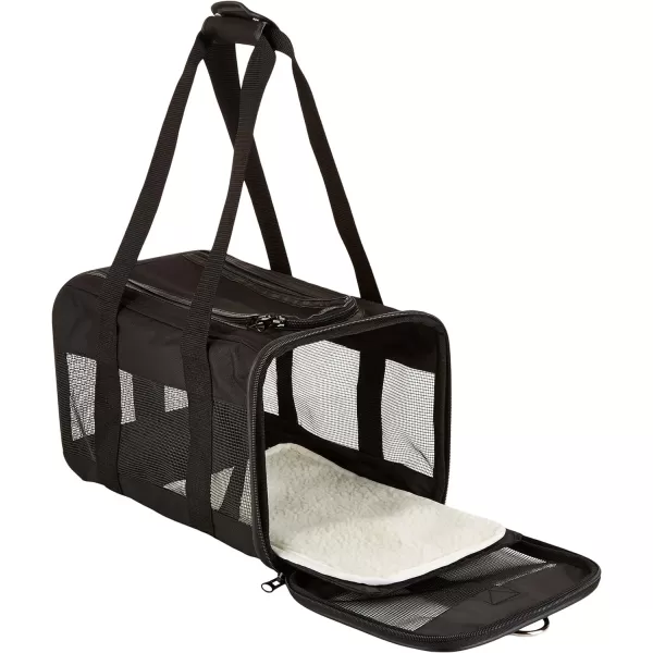 Amazon Basics SoftSided Mesh Pet Travel Carrier for Cat Dog Large BlackSmall Without Wheels