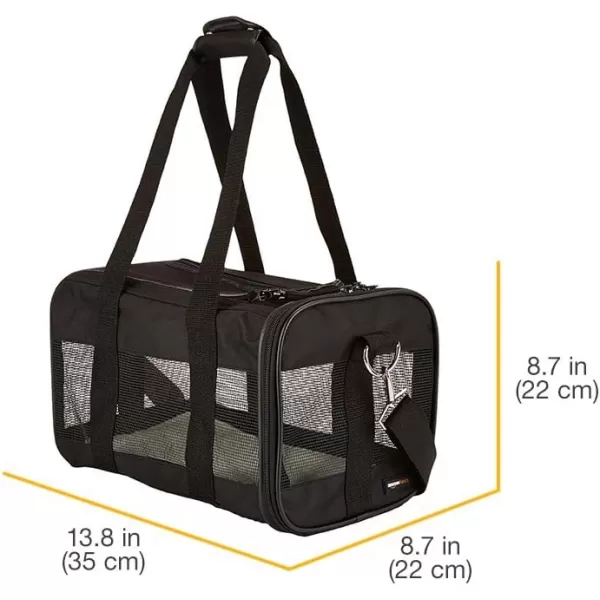 Amazon Basics SoftSided Mesh Pet Travel Carrier for Cat Dog Large BlackSmall Without Wheels