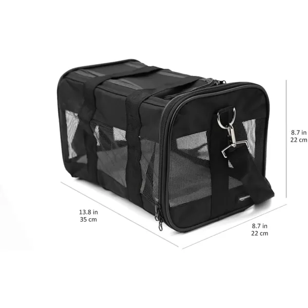 Amazon Basics SoftSided Mesh Pet Travel Carrier for Cat Dog Large BlackSmall Without Wheels