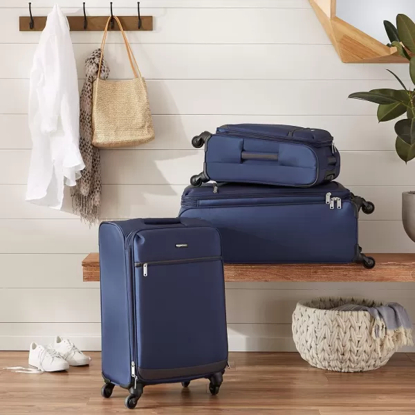 Amazon Basics Softside Spinner Suitcases3piece Set Navy Blue