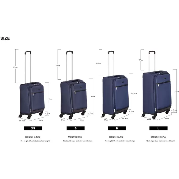 Amazon Basics Softside Spinner Suitcases3piece Set Navy Blue