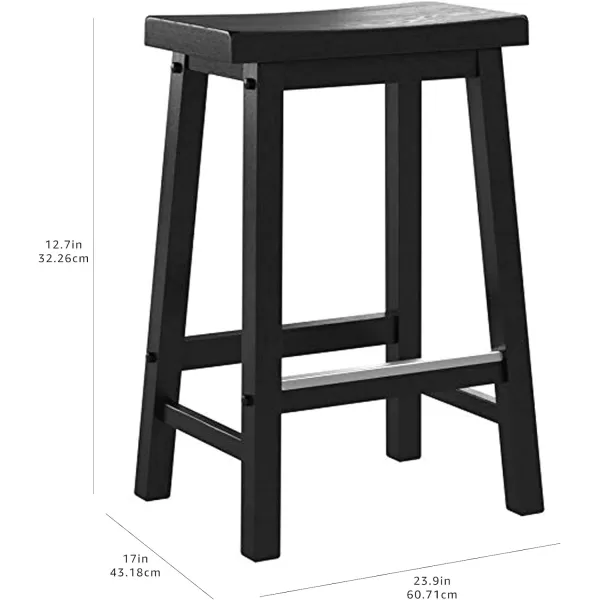 Amazon Basics Solid Wood SaddleSeat Kitchen Counter Barstool 29Inch Height Black  Set of 2Black 24 Counter Stool