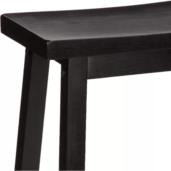 Amazon Basics Solid Wood SaddleSeat Kitchen Counter Barstool 29Inch Height Black  Set of 2Black 29Inch Height  Set of 2