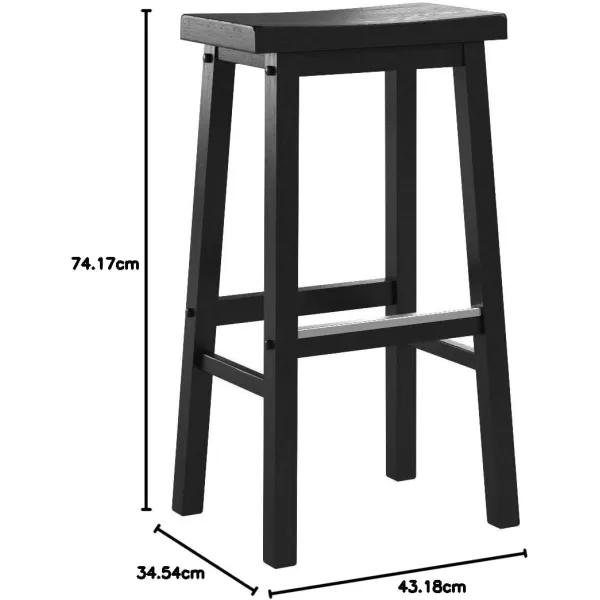 Amazon Basics Solid Wood SaddleSeat Kitchen Counter Barstool 29Inch Height Black  Set of 2Black 29Inch Height  Set of 2