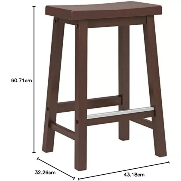 Amazon Basics Solid Wood SaddleSeat Kitchen Counter Barstool 29Inch Height Black  Set of 2Walnut 24 Counter Stool