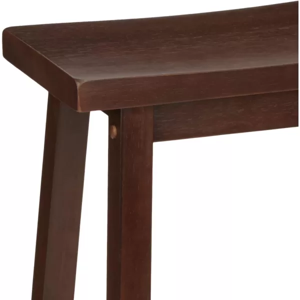 Amazon Basics Solid Wood SaddleSeat Kitchen Counter Barstool 29Inch Height Black  Set of 2Walnut 24 Counter Stool