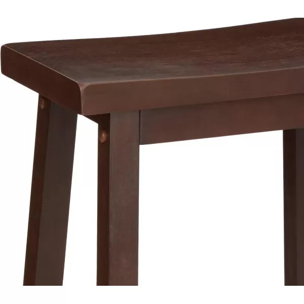 Amazon Basics Solid Wood SaddleSeat Kitchen Counter Barstool 29Inch Height Black  Set of 2Walnut 29 Barstool