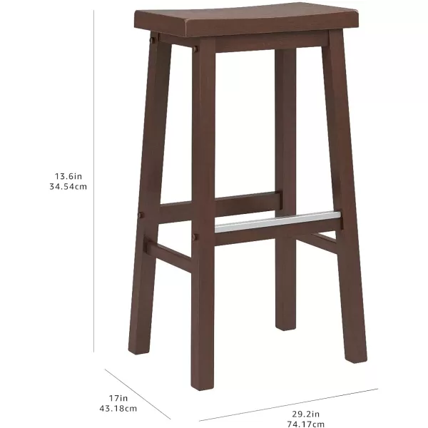 Amazon Basics Solid Wood SaddleSeat Kitchen Counter Barstool 29Inch Height Black  Set of 2Walnut 29 Barstool