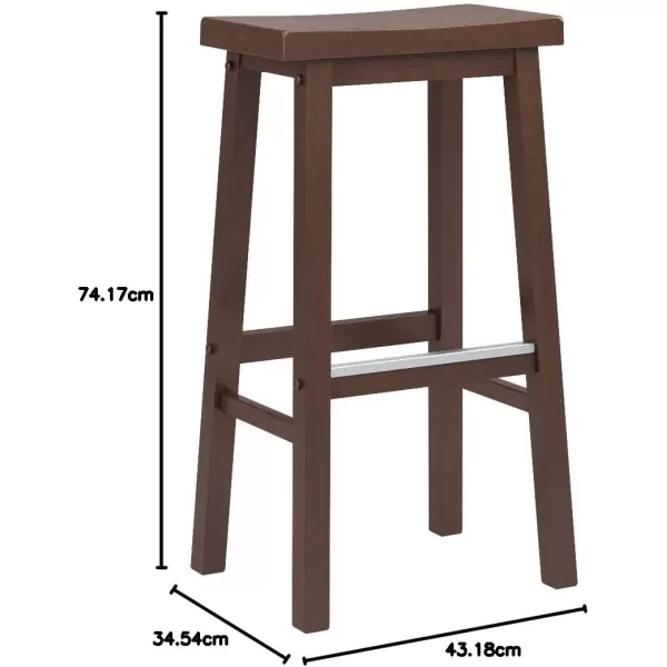 Amazon Basics Solid Wood SaddleSeat Kitchen Counter Barstool 29Inch Height Black  Set of 2Walnut 29 Barstool