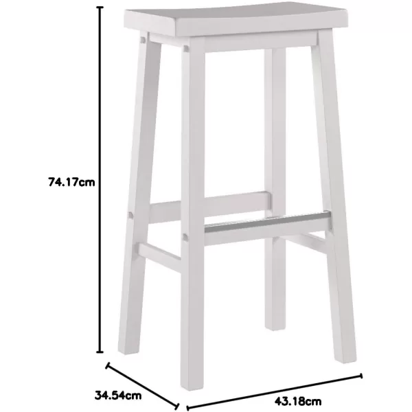 Amazon Basics Solid Wood SaddleSeat Kitchen Counter Barstool 29Inch Height Black  Set of 2White 29 Barstool