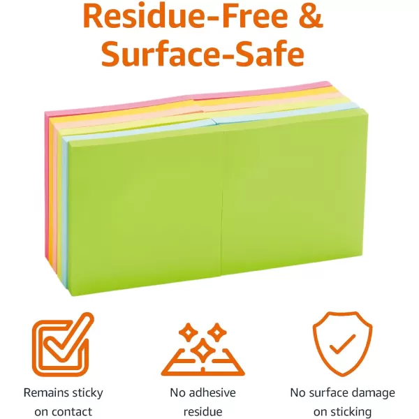 Amazon Basics Square Sticky Notes 3 x 3Inch Assorted Colors 12Pack12 pack