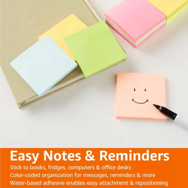 Amazon Basics Square Sticky Notes 3 x 3Inch Assorted Colors 12Pack12 pack