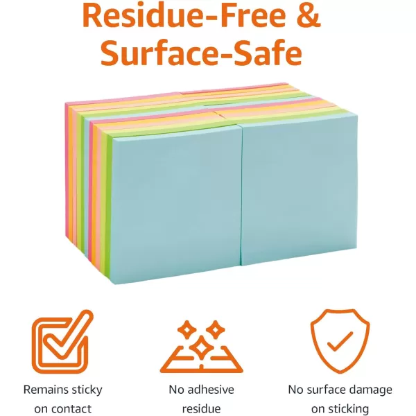 Amazon Basics Square Sticky Notes 3 x 3Inch Assorted Colors 12Pack24 pack