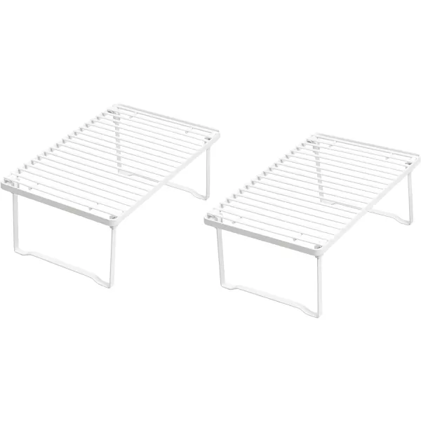 Amazon Basics Stackable Metal Kitchen Storage Shelves Set of 2  White 125 L x 8 D x 45 HAmazon Basics Stackable Metal Kitchen Storage Shelves Set of 2  White 125 L x 8 D x 45 H