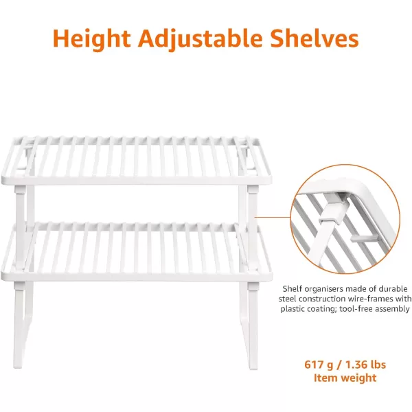 Amazon Basics Stackable Metal Kitchen Storage Shelves Set of 2  White 125 L x 8 D x 45 HAmazon Basics Stackable Metal Kitchen Storage Shelves Set of 2  White 125 L x 8 D x 45 H