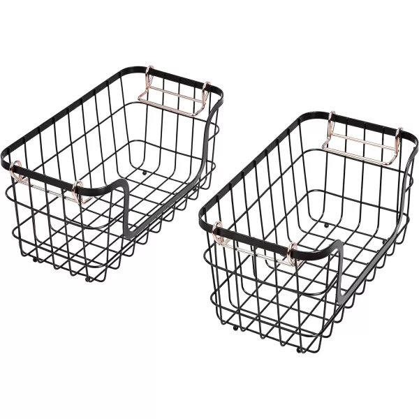 Amazon Basics Stackable Metal Wire Rectangular Storage Basket Set For Kitchen or Bathroom 2 Count BlackAmazon Basics Stackable Metal Wire Rectangular Storage Basket Set For Kitchen or Bathroom 2 Count Black