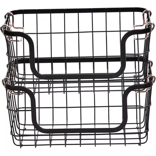 Amazon Basics Stackable Metal Wire Rectangular Storage Basket Set For Kitchen or Bathroom 2 Count BlackAmazon Basics Stackable Metal Wire Rectangular Storage Basket Set For Kitchen or Bathroom 2 Count Black