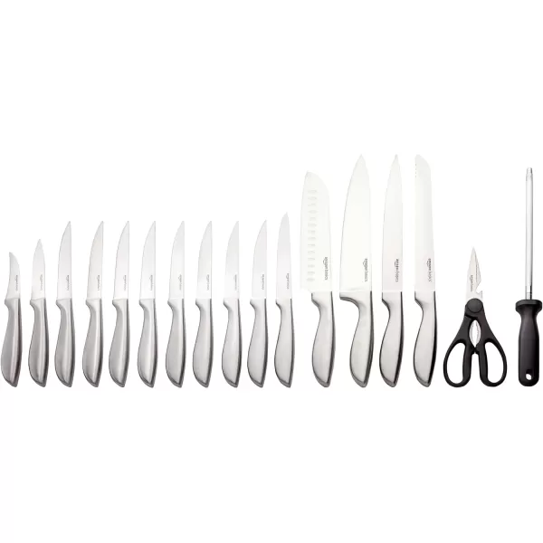 Amazon Basics Stainless Steel Comfort Grip Knife Set with Block 18Piece18Piece Comfort Grip Handle Design