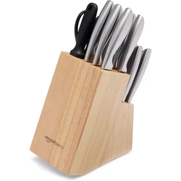 Amazon Basics Stainless Steel Comfort Grip Knife Set with Block 18Piece18Piece Comfort Grip Handle Design