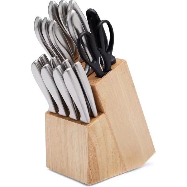 Amazon Basics Stainless Steel Comfort Grip Knife Set with Block 18Piece18Piece Comfort Grip Handle Design