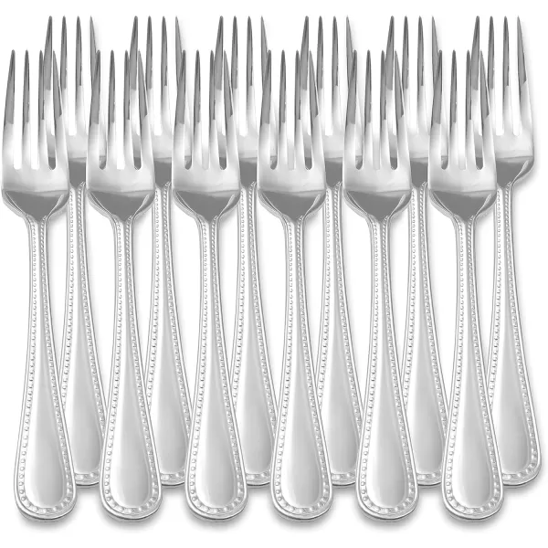 Amazon Basics Stainless Steel Dinner Forks with Pearled Edge Pack of 12 SilverAmazon Basics Stainless Steel Dinner Forks with Pearled Edge Pack of 12 Silver