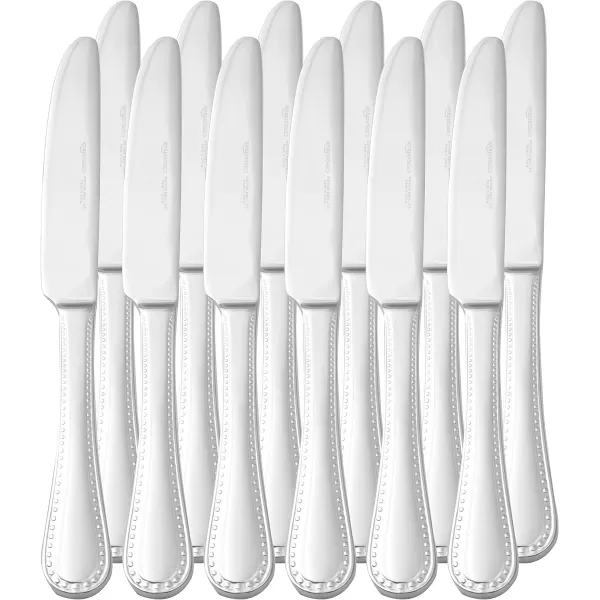 Amazon Basics Stainless Steel Dinner Knives with Pearled Edge Pack of 12 SilverAmazon Basics Stainless Steel Dinner Knives with Pearled Edge Pack of 12 Silver