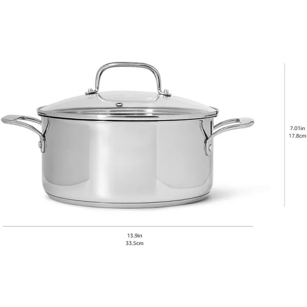 Amazon Basics Stainless Steel Dutch Oven with Lid 5Quart5Quart