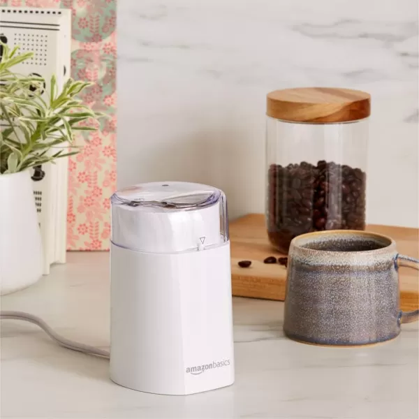 Amazon Basics Stainless Steel Electric Coffee Bean GrinderWhite