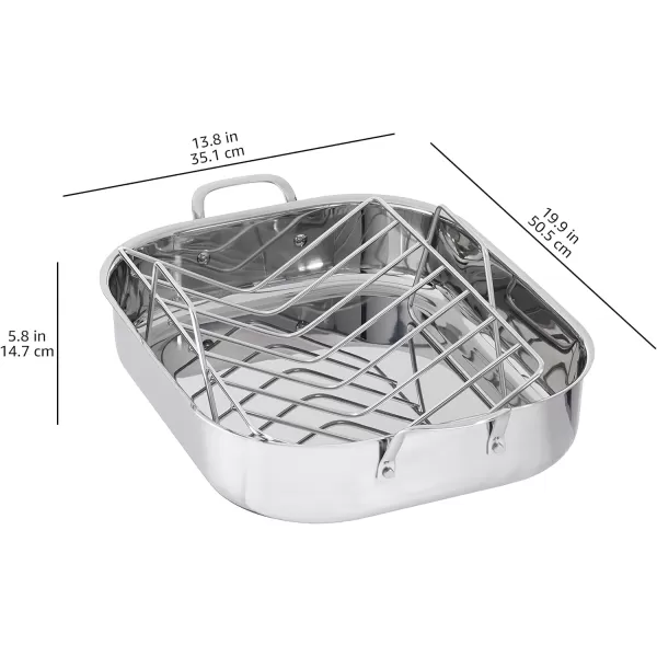 Amazon Basics Stainless Steel Rectangular Roasting Pan with Rack 16InchAmazon Basics Stainless Steel Rectangular Roasting Pan with Rack 16Inch
