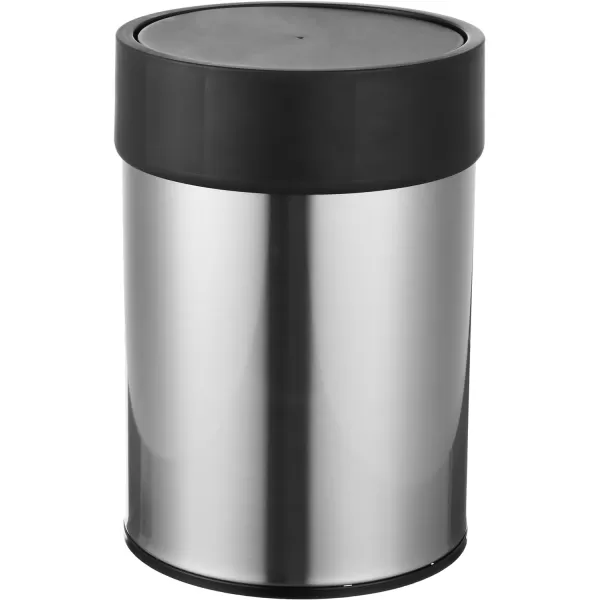 Amazon Basics Stainless Steel Trash Waste Can with Lid WhiteBlack Waste Can