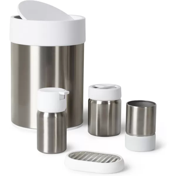 Amazon Basics Stainless Steel Trash Waste Can with Lid WhiteWhite Soap Dish