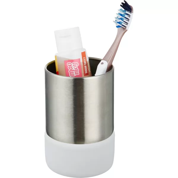 Amazon Basics Stainless Steel Trash Waste Can with Lid WhiteWhite Tumbler