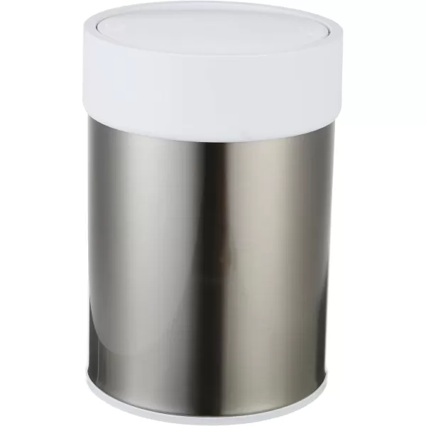 Amazon Basics Stainless Steel Trash Waste Can with Lid WhiteWhite Waste Can