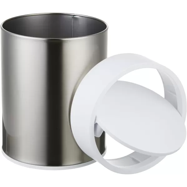 Amazon Basics Stainless Steel Trash Waste Can with Lid WhiteWhite Waste Can