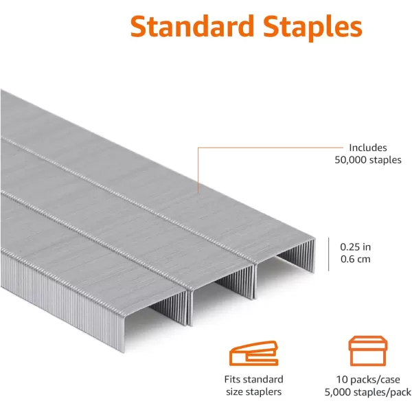 Amazon Basics Standard Stapler Staples 14 Length 50000 Count 10Pack of 5000 SilverAmazon Basics Standard Stapler Staples 14 Length 50000 Count 10Pack of 5000 Silver