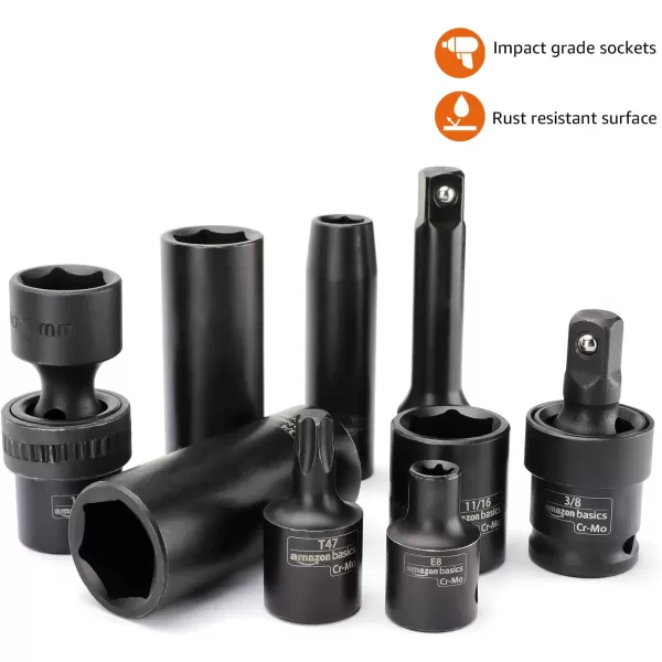 Amazon Basics Star Socket Set 14 38 12  14Piece38Inch Drive 80Piece