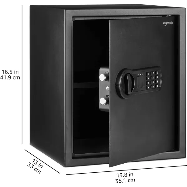 Amazon Basics Steel Home Security Electronic Safe with Programmable Keypad Lock Secure Documents Jewelry Valuables 12 Cubic Feet Black 13W x 13D x 142H152 Cubic Feet Keypad Lock