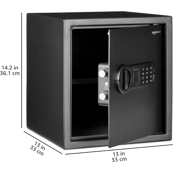 Amazon Basics Steel Home Security Electronic Safe with Programmable Keypad Lock Secure Documents Jewelry Valuables 12 Cubic Feet Black 13W x 13D x 142H12 Cubic Feet Keypad Lock