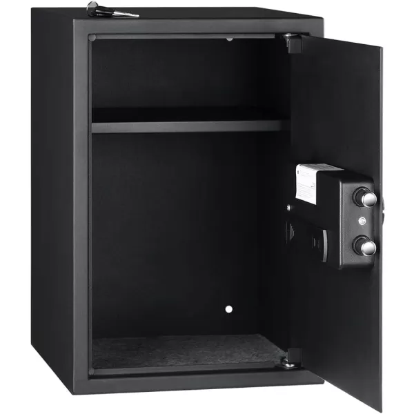Amazon Basics Steel Home Security Electronic Safe with Programmable Keypad Lock Secure Documents Jewelry Valuables 12 Cubic Feet Black 13W x 13D x 142H18 Cubic Feet Fingerprint Lock