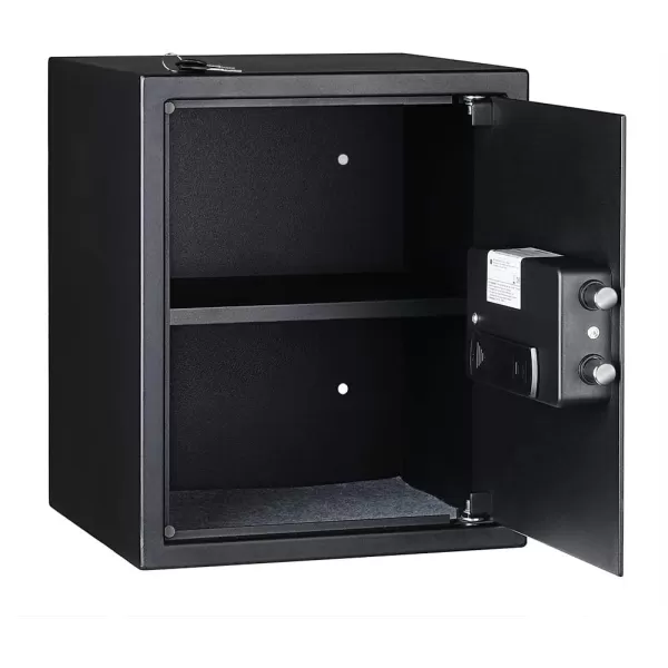 Amazon Basics Steel Home Security Electronic Safe with Programmable Keypad Lock Secure Documents Jewelry Valuables 12 Cubic Feet Black 13W x 13D x 142H152 Cubic Feet Fingerprint Lock