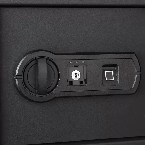 Amazon Basics Steel Home Security Electronic Safe with Programmable Keypad Lock Secure Documents Jewelry Valuables 12 Cubic Feet Black 13W x 13D x 142H05 Cubic Feet Fingerprint Lock