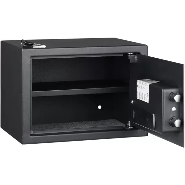 Amazon Basics Steel Home Security Electronic Safe with Programmable Keypad Lock Secure Documents Jewelry Valuables 12 Cubic Feet Black 13W x 13D x 142H05 Cubic Feet Fingerprint Lock