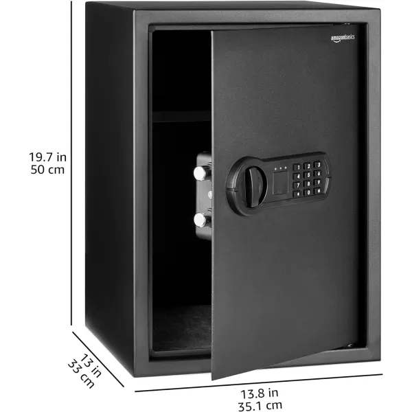 Amazon Basics Steel Home Security Electronic Safe with Programmable Keypad Lock Secure Documents Jewelry Valuables 12 Cubic Feet Black 13W x 13D x 142H18 Cubic Feet Keypad Lock